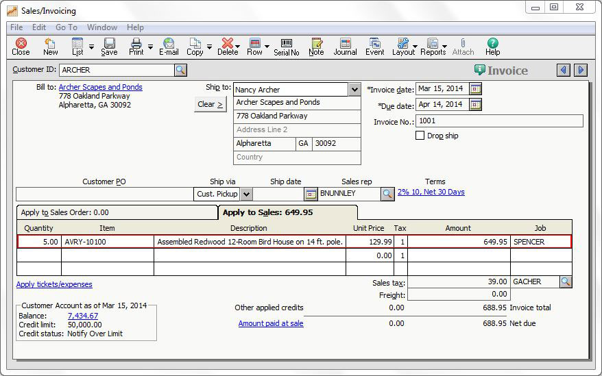 Creating Sales Invoices