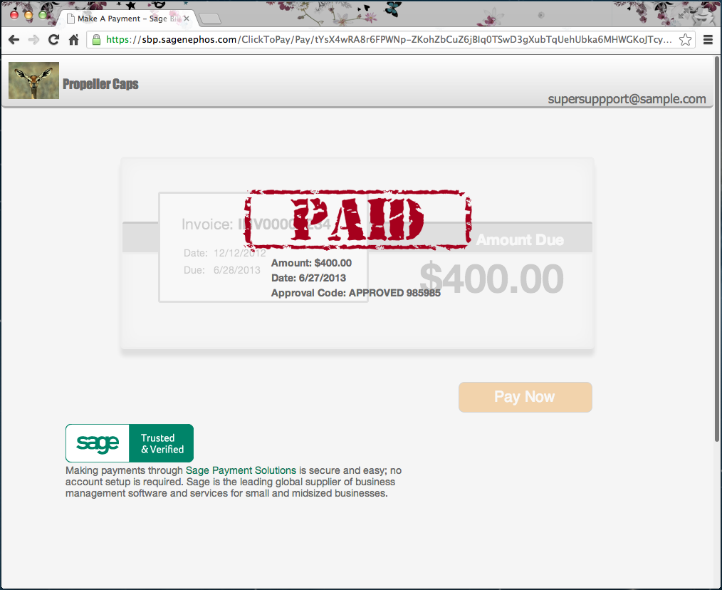 Sage Billing and Payment